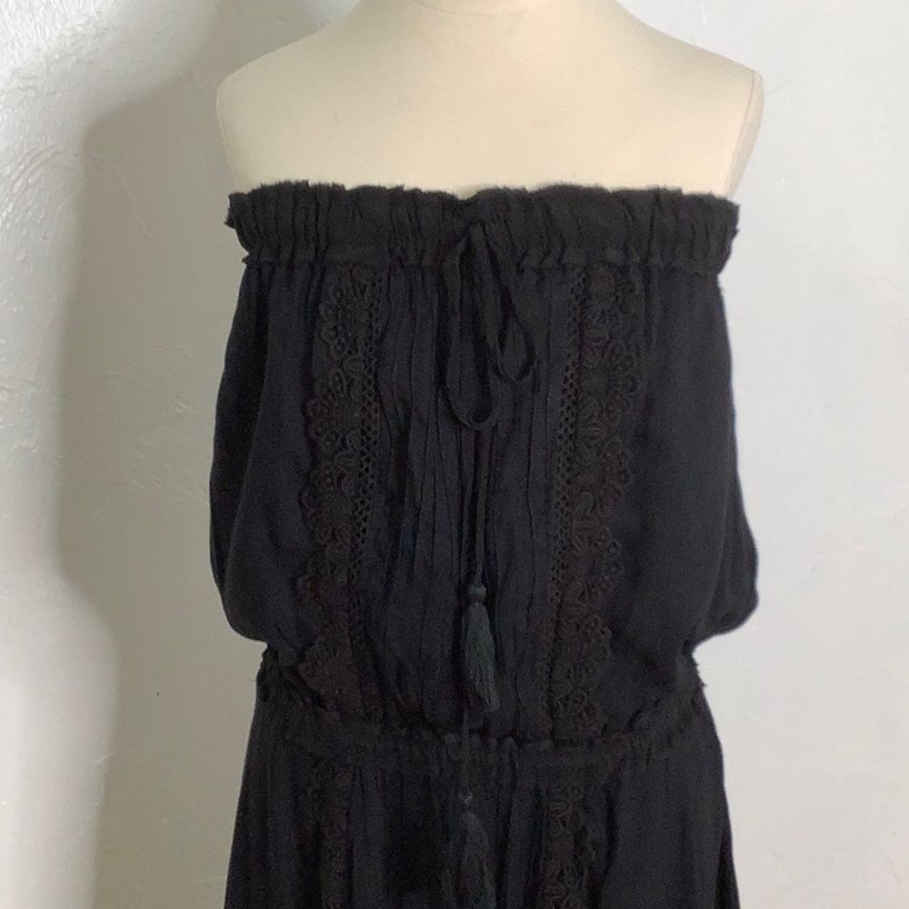 Anthropologie lace front strapless midi dress cotton like size Small EUC - Picture 3 of 14
